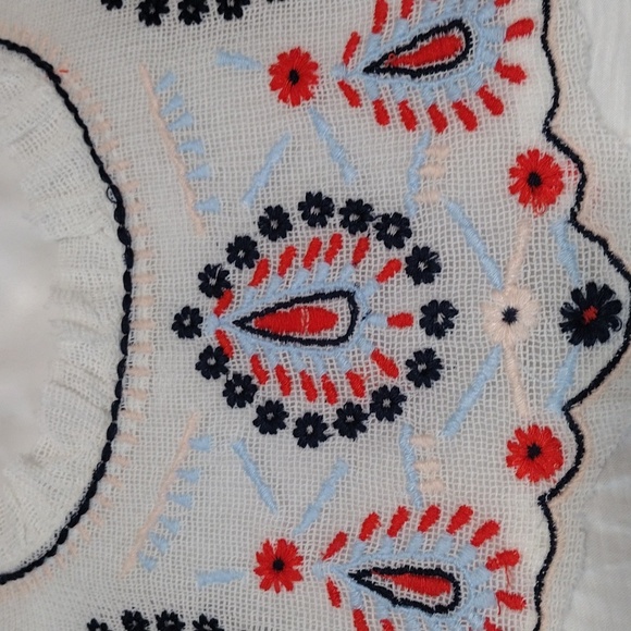 Lucky Brand Embroidered Top M Ruffled Flutter Sleeves Romantic Boho Chic Blouse - Picture 5 of 14